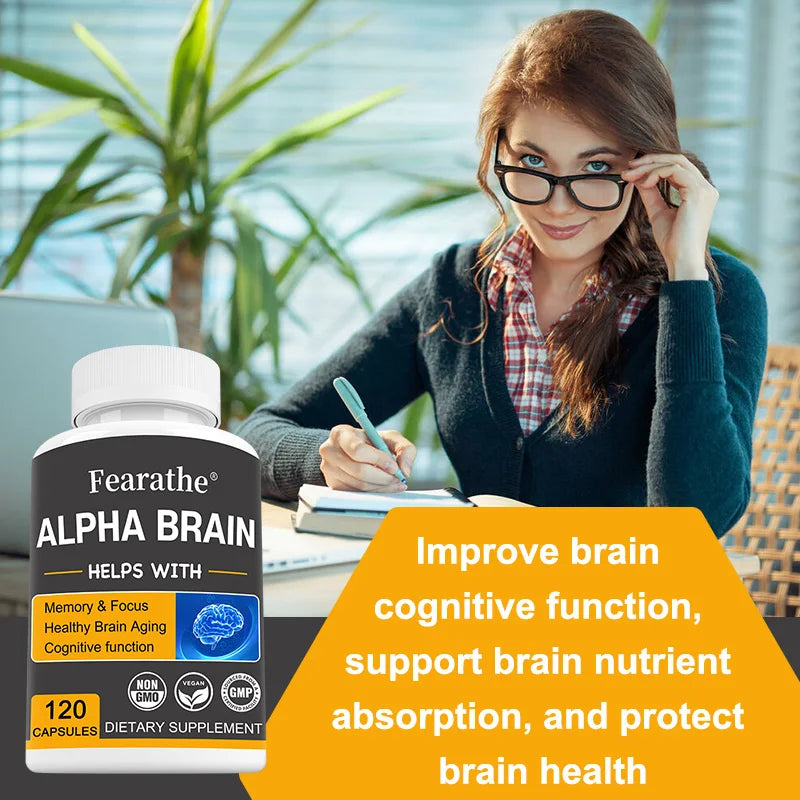 Alpha Brain - Premium Nootropic Brain Supplement - Good for Focus, Concentration and Memory - 120 Capsules